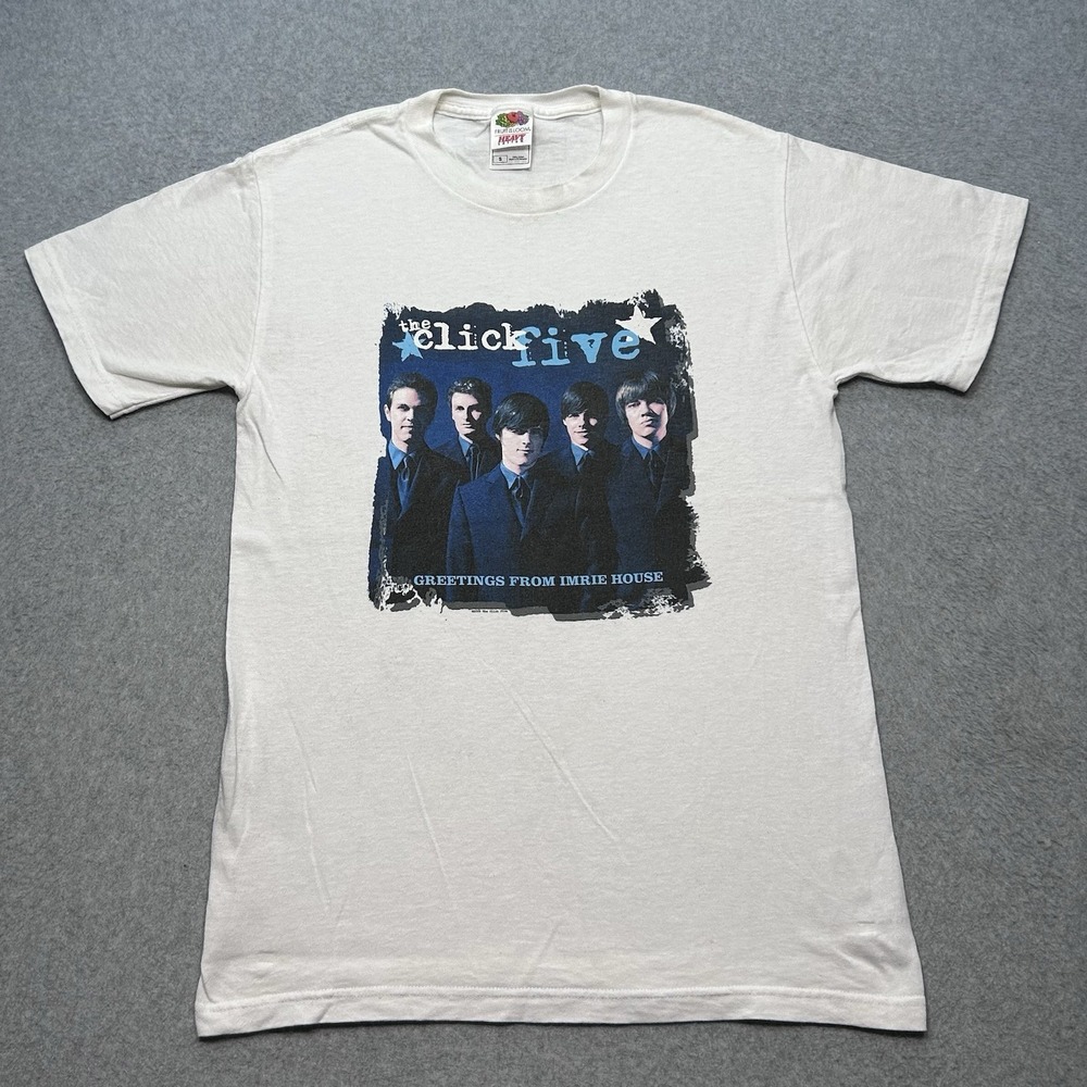 Vintage Y2K The Click‎ Five 5 Band White TShirt Size XL